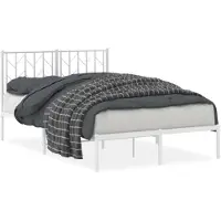 vidaXL Bedframe met hoofdbord metaal wit 120x200 cm