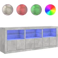 vidaXL Dressoir met LED-verlichting 181,5x37x67 cm betongrijs