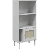 vidaXL Boekenkast SENJA rattan-look 60x35x130 cm grenenhout wit