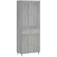 vidaXL Hoge kast 69,5x34x180 cm bewerkt hout grijs sonoma eikenkleurig