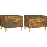 vidaXL Salontafels 2 st 50x50x40 cm bewerkt hout gerookt eikenkleurig