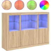 vidaXL Dressoirs met LED-verlichting 3 st bewerkt hout sonoma eiken