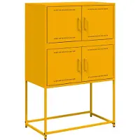 vidaXL Dressoir 68,5x38,5x107 cm staal mosterdgeel
