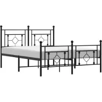 vidaXL Bedframe met hoofd- en voeteneinde metaal zwart 135x190 cm