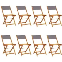 vidaXL Opklapbare stoelen, 8 stuks, antracietkleurige stof en massief hout.