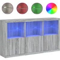 vidaXL Dressoir met LED-verlichting 181,5x37x100 cm grijs sonoma eiken