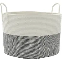 vidaXL Opbergmand Ø 51x33 cm katoen grijs en wit