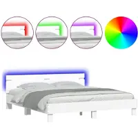 vidaXL Bedframe met hoofdeinde en LED-verlichting wit 160x200 cm