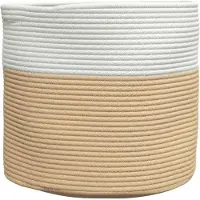 vidaXL Opbergmand Ø 40x35 cm katoen beige en wit