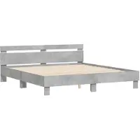 vidaXL Bedframe met hoofdeinde bewerkt hout betongrijs 180x200 cm