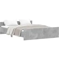 vidaXL Bedframe met hoofd- en voeteneinde betongrijs 150x200 cm