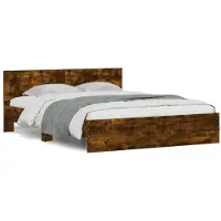 vidaXL Bedframe met hoofdeinde gerookt eikenkleurig 150x200 cm