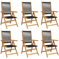 vidaXL 6-delige set verstelbare klapstoelen van zwart massief hout (akazie)