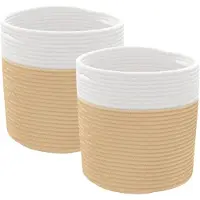vidaXL Opbergmanden 2 st Ø 28x28 cm katoen beige en wit