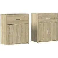 vidaXL Dressoirs 2 st 60x31x70 cm bewerkt hout sonoma eikenkleurig