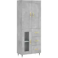 vidaXL Hoge kast 69,5x34x180 cm bewerkt hout betongrijs