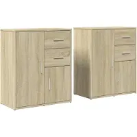 vidaXL Dressoirs 2 st 60x31x70 cm bewerkt hout sonoma eikenkleurig