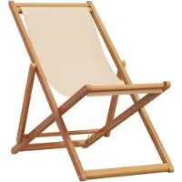 vidaXL Opklapbare stoel, beige, massief eucalyptushout en stof.