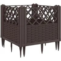 vidaXL Plantenbak met pinnen 43,5x43,5x43,5 cm polypropeen bruin