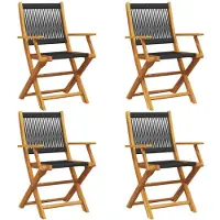 vidaXL Klapstoelen, 4 stuks, zwart massief acaciahout