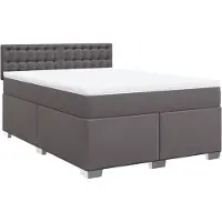 vidaXL Boxspring met matras kunstleer grijs 160x200 cm