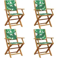 vidaXL Klapstoelen, 4 stuks, groene stof en massief hout
