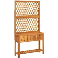 vidaXL Plantenbak met latwerk en schap 100x32x185 cm acaciahout