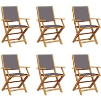 vidaXL Klapstoelen set van 6 stuks, antracietkleurige stof en massief hout.