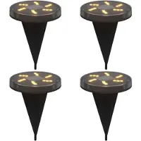 vidaXL Zonnepaneel-grondspots met grondpen, 4 stuks, warm wit licht