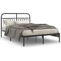 vidaXL Bedframe met hoofdbord metaal zwart 135x190 cm