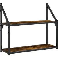 vidaXL Wandrek 2-laags 60x21x51 cm bewerkt hout gerookt eikenkleurig