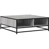 vidaXL Salontafel 80x80x30 cm bewerkt hout en metaal grijs sonoma