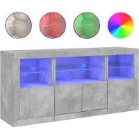 vidaXL Dressoir met LED-verlichting 142,5x37x67 cm betongrijs