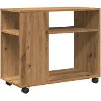 vidaXL Bijzettafel met wieltjes 70x35x60 cm hout artisanaal eikenkleur