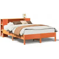 vidaXL Bed met boekenkast zonder matras grenenhout wasbruin 150x200 cm