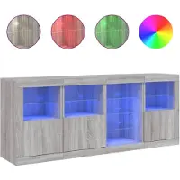 vidaXL Dressoir met LED-verlichting 164x37x67 cm grijs sonoma eiken