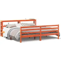 vidaXL Bedframe zonder matras massief grenenhout wasbruin 200x200 cm
