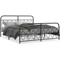 vidaXL Bedframe met hoofd- en voeteneinde metaal zwart 183x213 cm