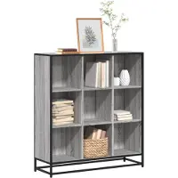vidaXL Boekenkast 97,5x33x107,5 cm bewerkt hout en metaal grijs sonoma