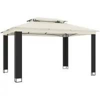 vidaXL Paviljoen met dubbel dak, crème kleur, 3,94 x 2,96 m, staal