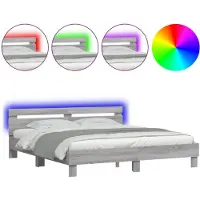 vidaXL Bedframe met hoofdeinde en LED-licht grijs sonoma 160x200 cm