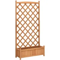 vidaXL Plantenbak met latwerk 90x35x180 cm massief vurenhout bruin