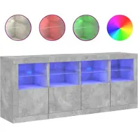 vidaXL Dressoir met LED-verlichting 163x37x67 cm betongrijs