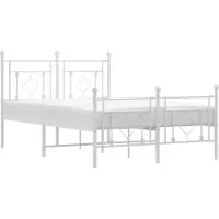 vidaXL Bedframe met hoofd- en voeteneinde metaal wit 120 x 190 cm