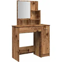 vidaXL Schminktafel met spiegel, vintage houten look, 86,5 x 35 x 136 cm