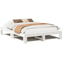 vidaXL Bedframe zonder matras massief grenenhout wit 150x200 cm