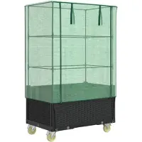 vidaXL Plantenbak verhoogd met hoes en wielen 80x50x182 cm rattanlook