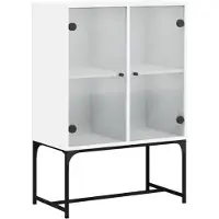 vidaXL Bijzetkast met glazen deuren 69x37x100 cm wit