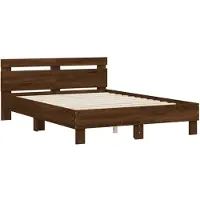 vidaXL Bedframe met hoofdeinde bruin eikenkleur 135x190 cm