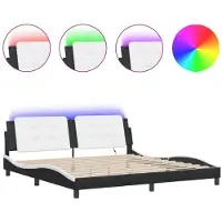 vidaXL Bedframe met LED zonder matras "Zadar" zwart en wit 200x200 cm